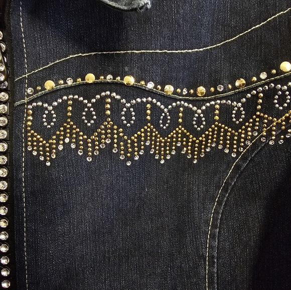 VINTAGE CHRISTINE ALEXANDER DENIM JACKET WITH SWAROVSKI CRYSTALS - Picture 7 of 8